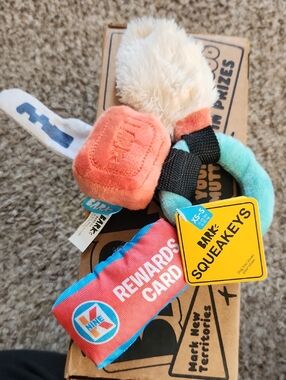 Bark Squeakeys Plush Kids Toy - Coral, Teal, Cream